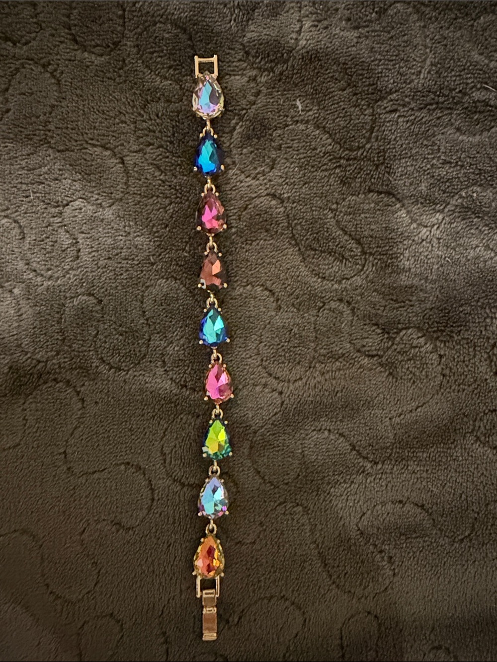 Gold-Tone Multicolor Teardrop Crystal Bracelet